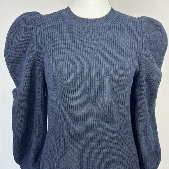 LK Bennett Navy Blue Puff Sleeve Knit Sweater Size S Jumper - Picture 2 of 12